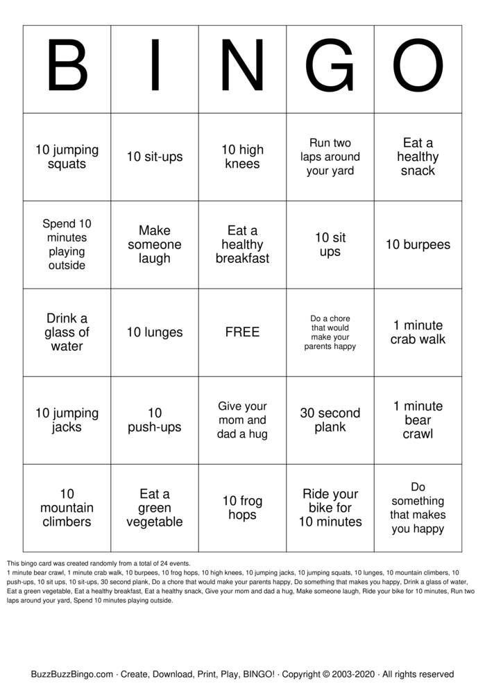 Download Free Crossfit  Bingo Cards