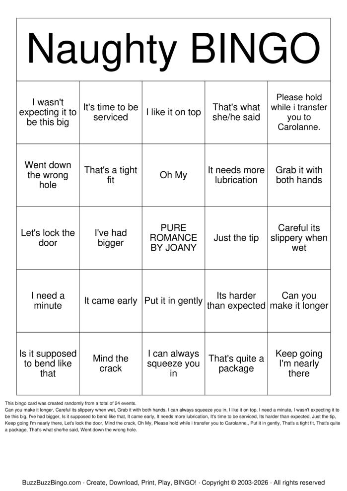 Download Free DIRTY BINGO Bingo Cards