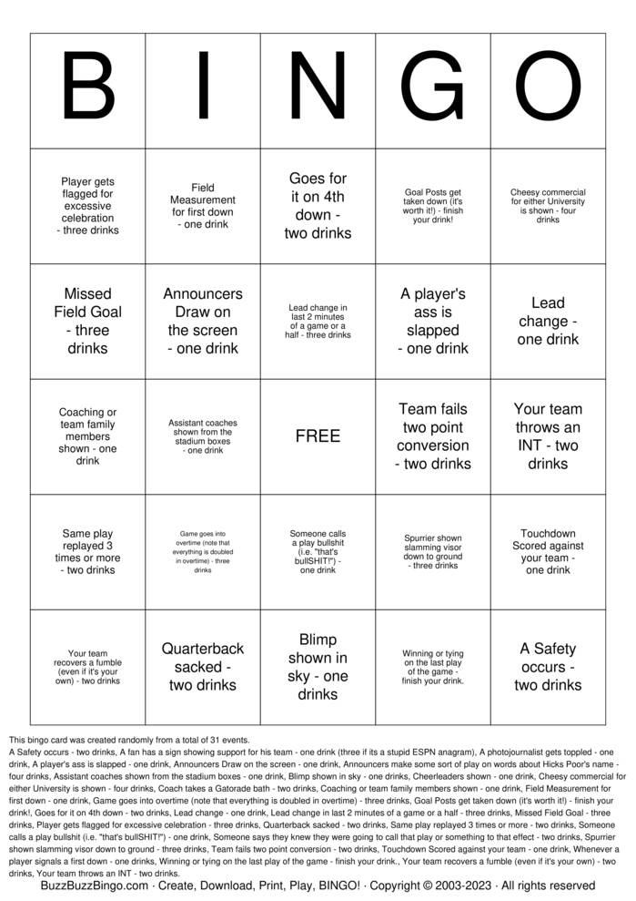 Download Free DRINK Bingo Cards