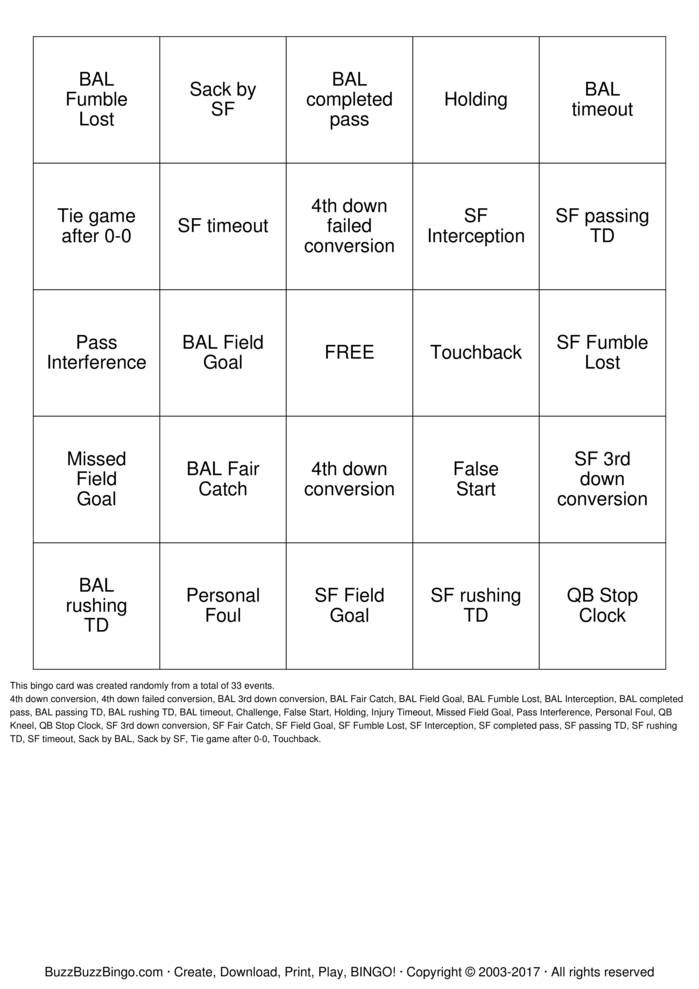Football Bingo Cards to Download, Print and Customize!