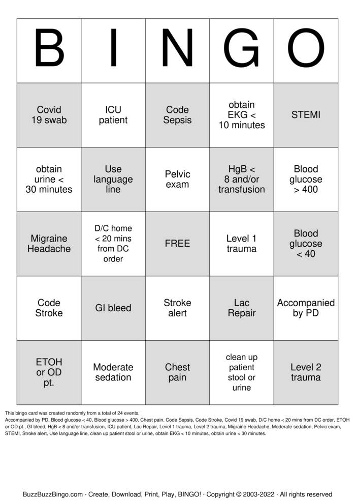 Download Free Nurse Bingo Cards Download Free Nurse Bingo Cards