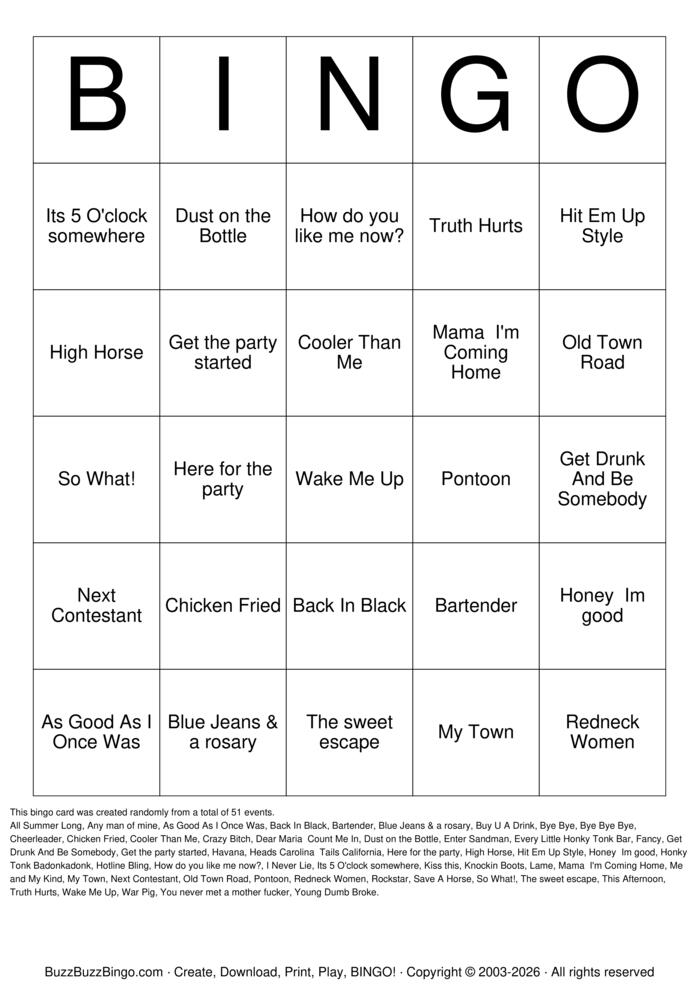 Download Free Rock 'N' Roll Bingo Cards