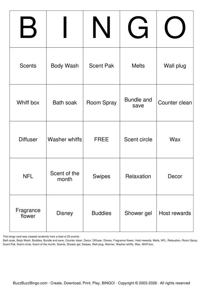 Download Free Scentsy Bingo Cards Download Free Scentsy Bingo Cards