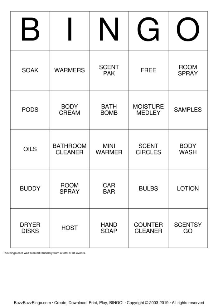 Scentsy Bingo Cards to Download, Print and Customize!