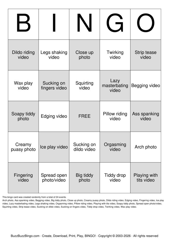 Download Free Spicy bingo Bingo Cards
