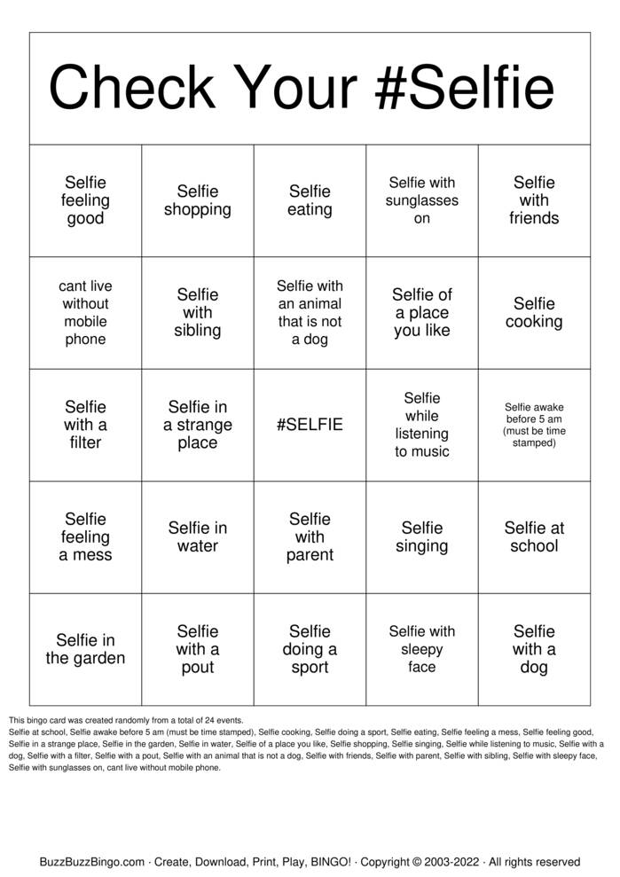 Summer Selfie Fun Bingo Cards to Download, Print and Customize!