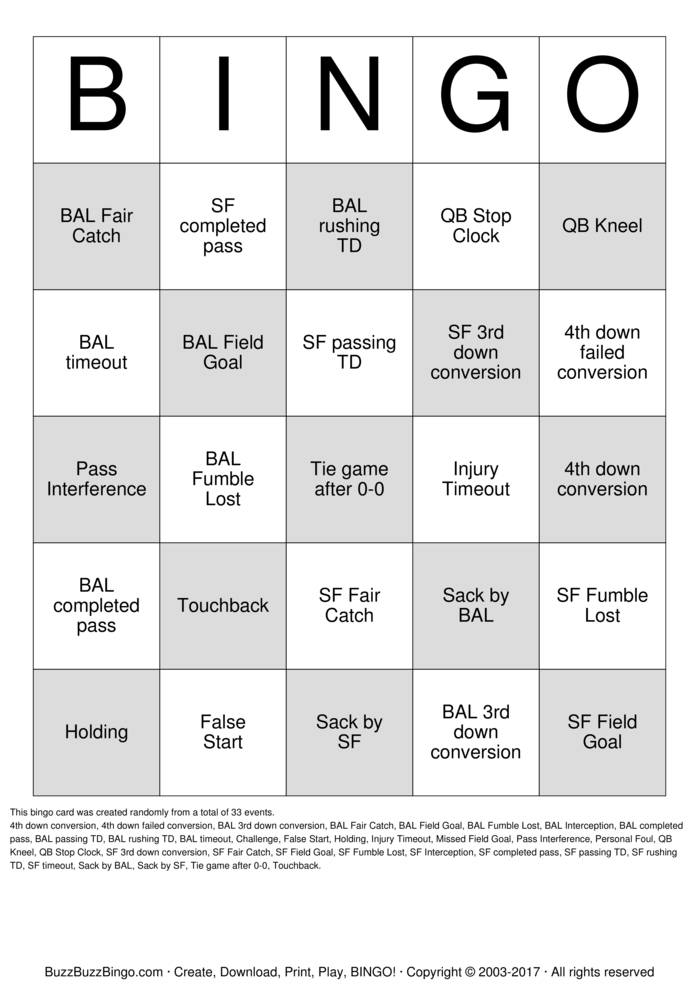 Superbowl Bingo Cards to Download, Print and Customize!