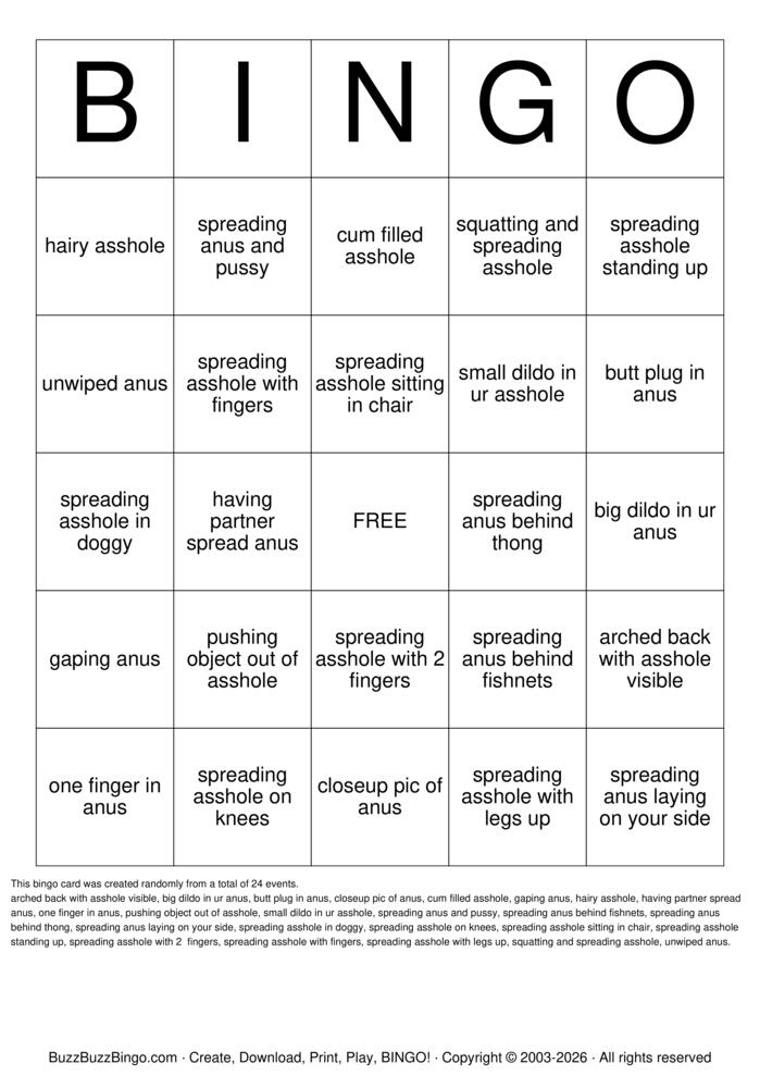 Download Free anal Bingo Cards Download Free anal Bingo Cards