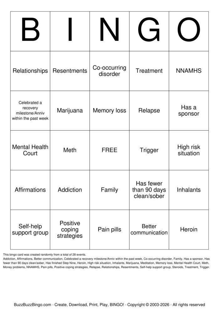 Download Free positive intent Bingo Cards