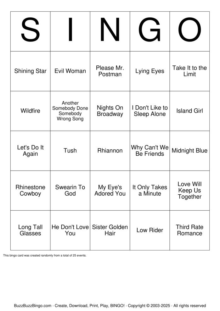 Download Free 1975  Bingo Cards