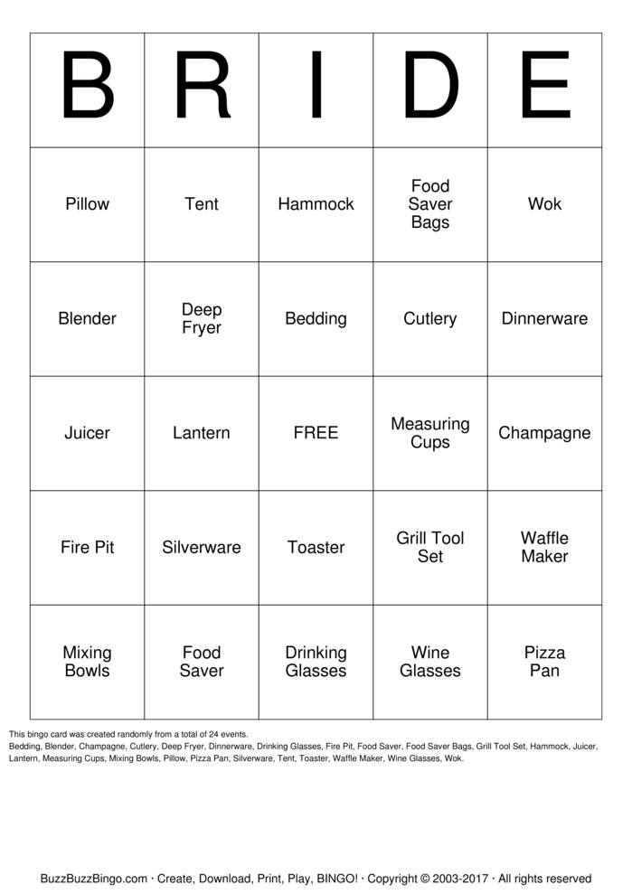 Bridal Shower Bingo Cards to Download, Print and Customize!
