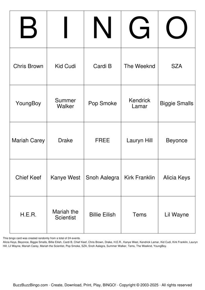 Download Free Custom Bingo Cards