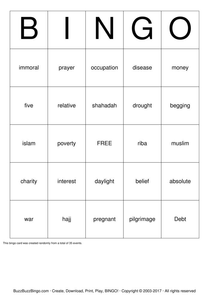 Download Free Debt Bingo Cards