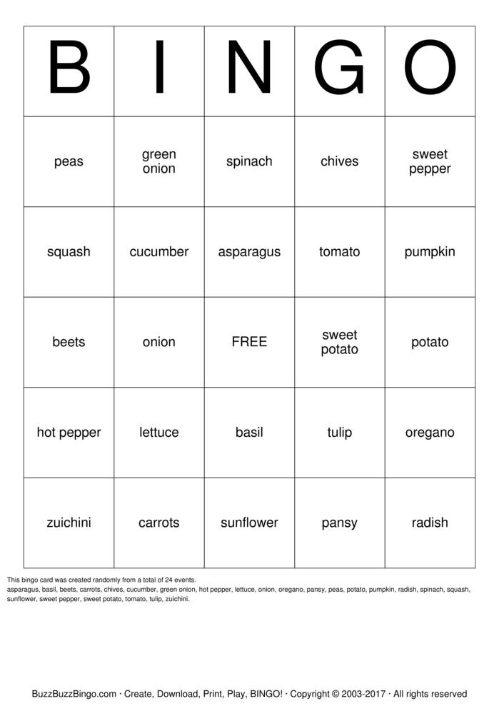 Garden Bingo Cards to Download, Print and Customize!