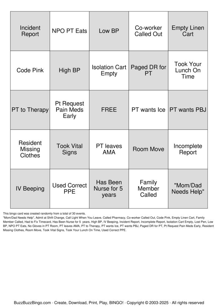 Download Free Happy Nurse's Week! Bingo Cards