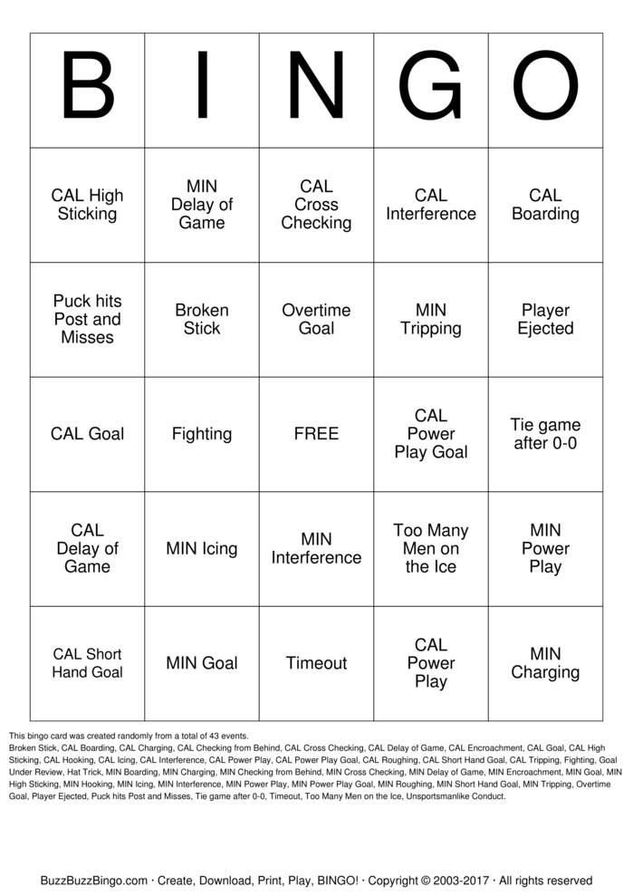 Hockey Bingo Cards to Download, Print and Customize!