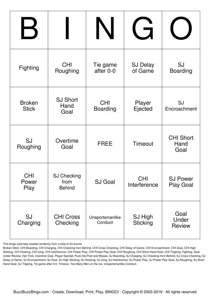 Hockey Bingo Cards to Download, Print and Customize!