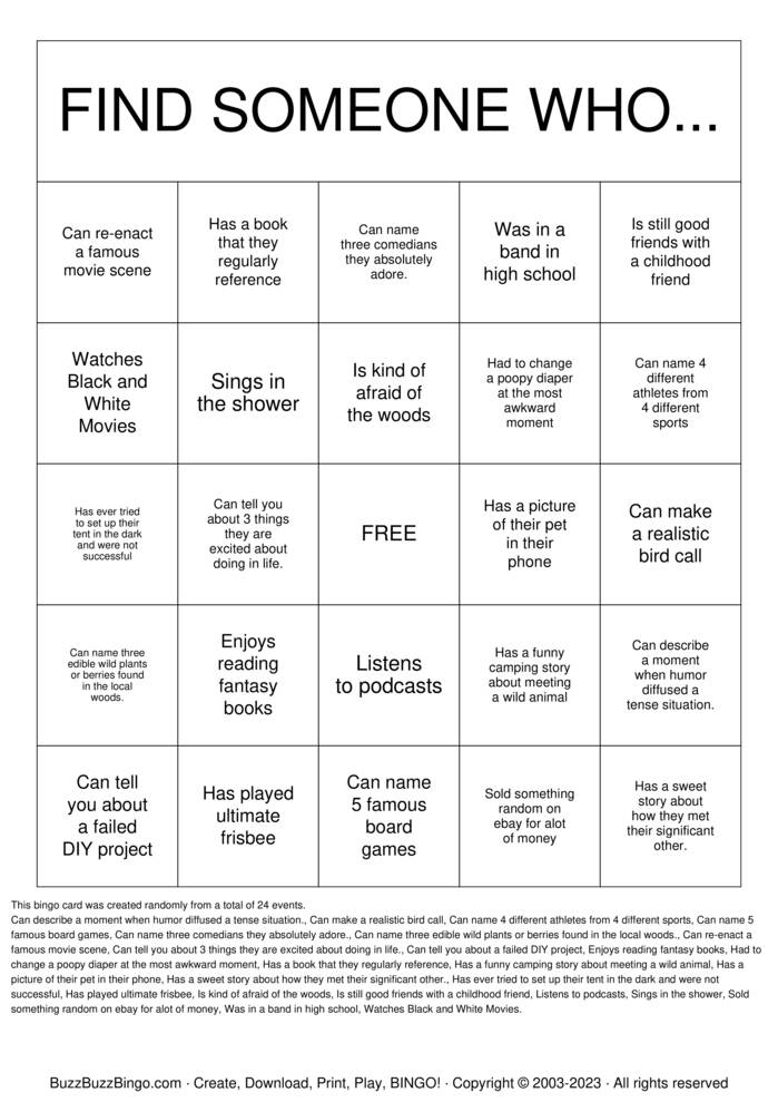 Download Free Mingle Bingo  Bingo Cards