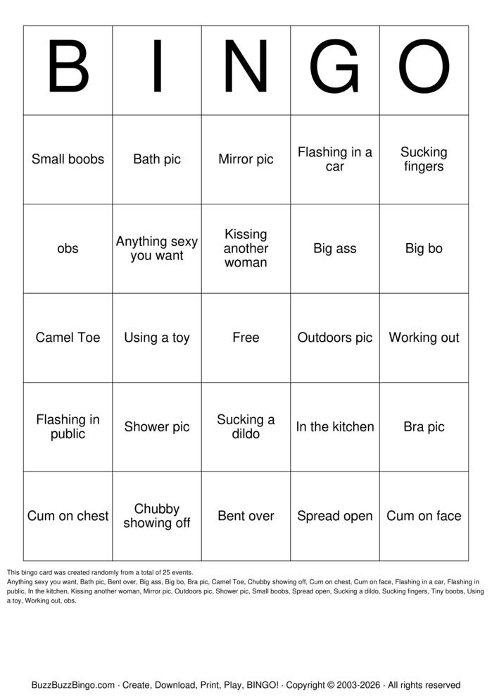 Download Free Nude Bingo Bingo Cards