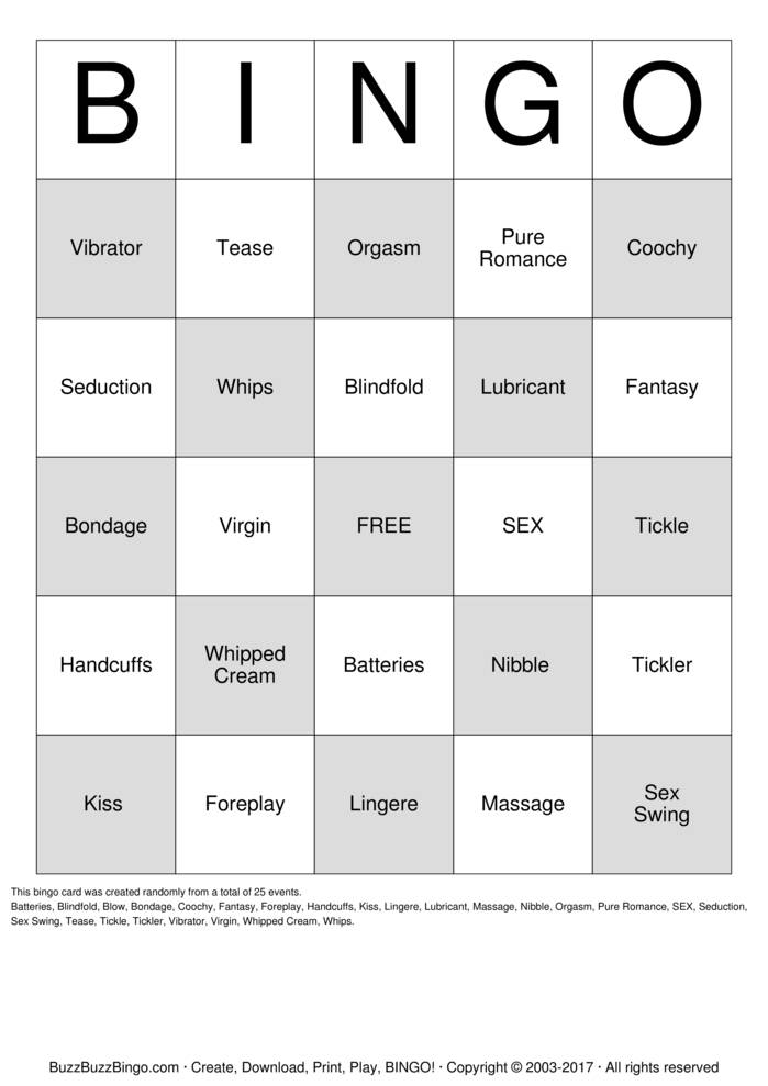 ORGASM Bingo Cards to Download, Print and Customize!