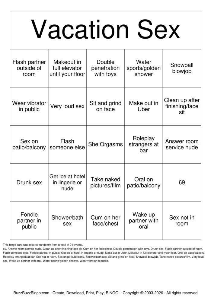 Download Free Vacation Sex Bingo Cards Download Free Vacation Sex Bingo Cards