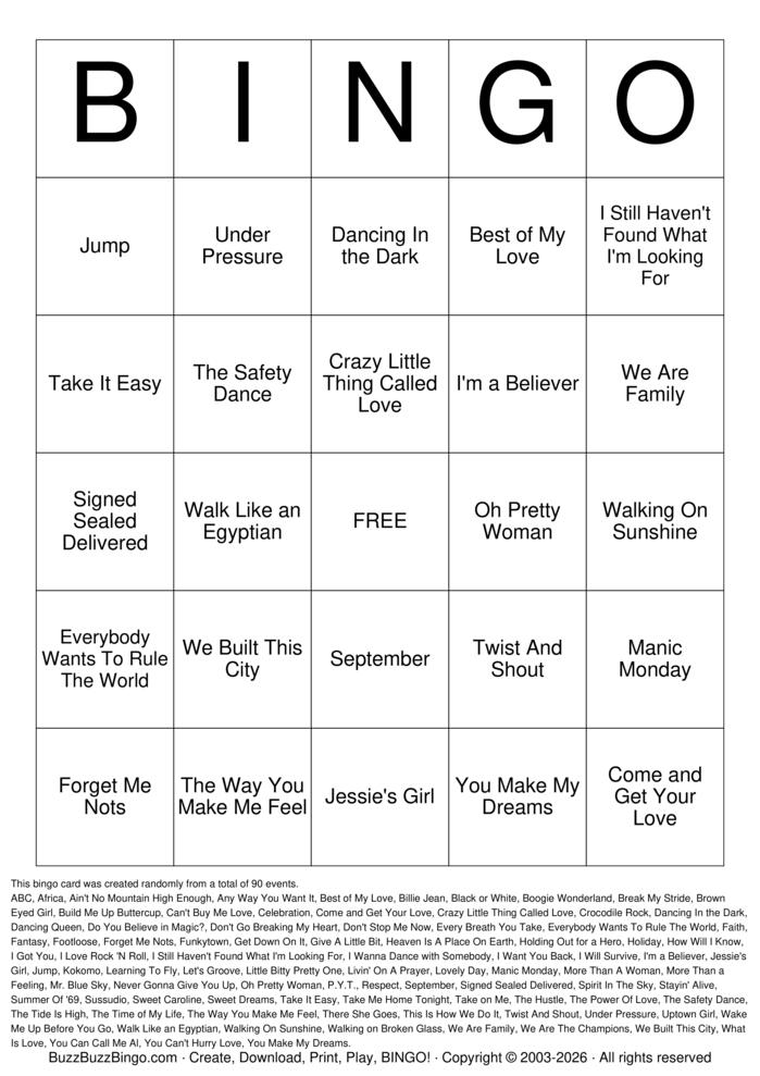 Download Free 70s, 80s, 90s Music Titles Bingo Cards