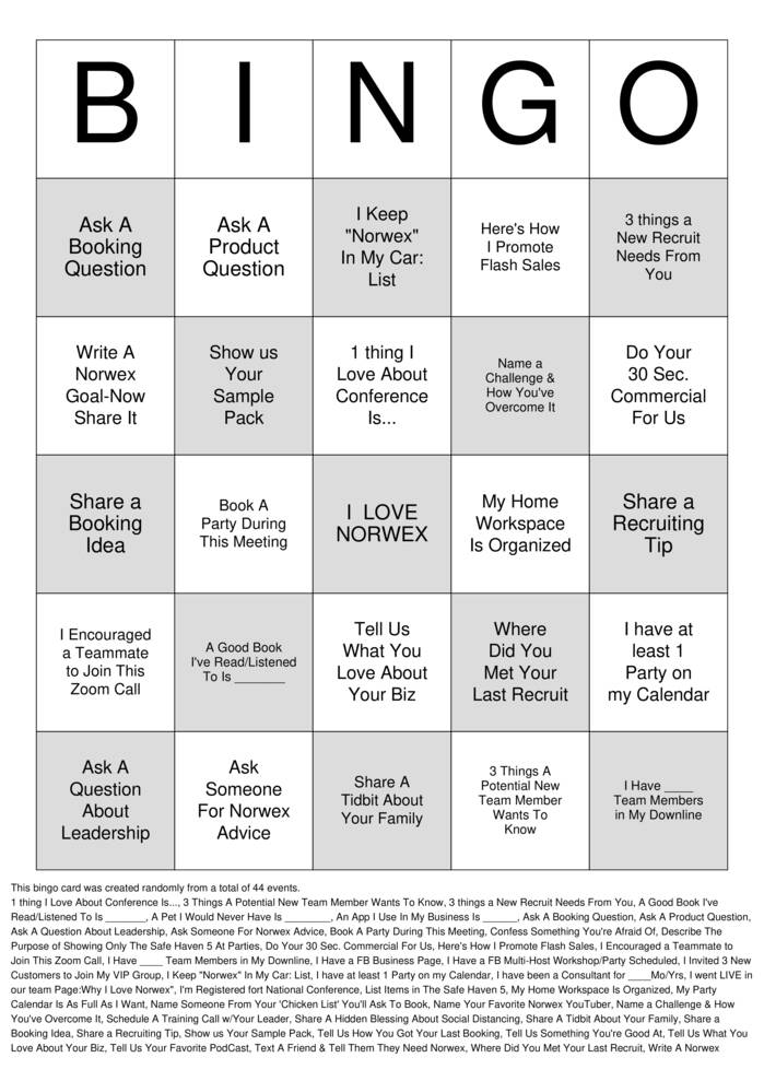 Bingo Cards to Download, Print and Customize!