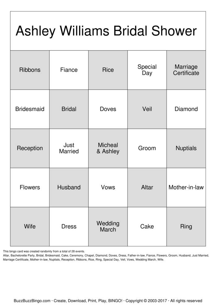 Bridal Shower Bingo Cards to Download, Print and Customize!