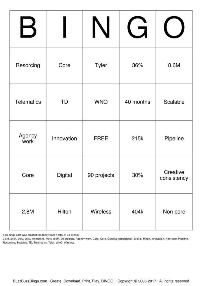 Download Free Custom Bingo Cards