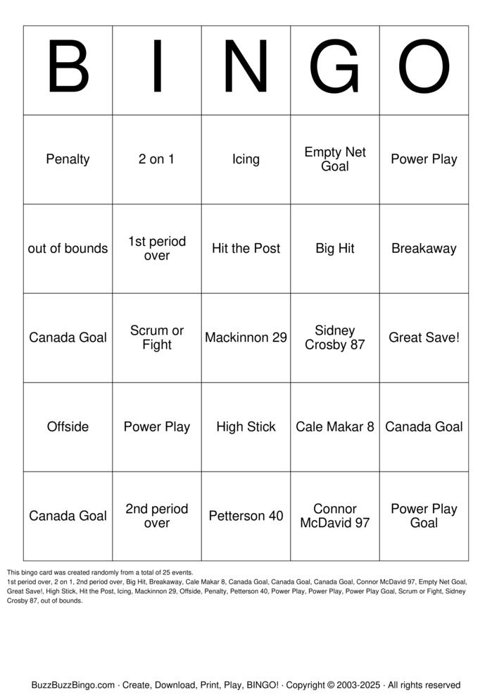Hockey Bingo Cards to Download, Print and Customize!