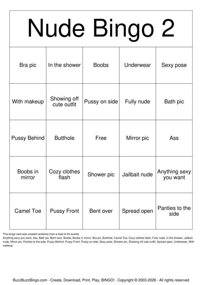 Download Free Nude Bingo Bingo Cards