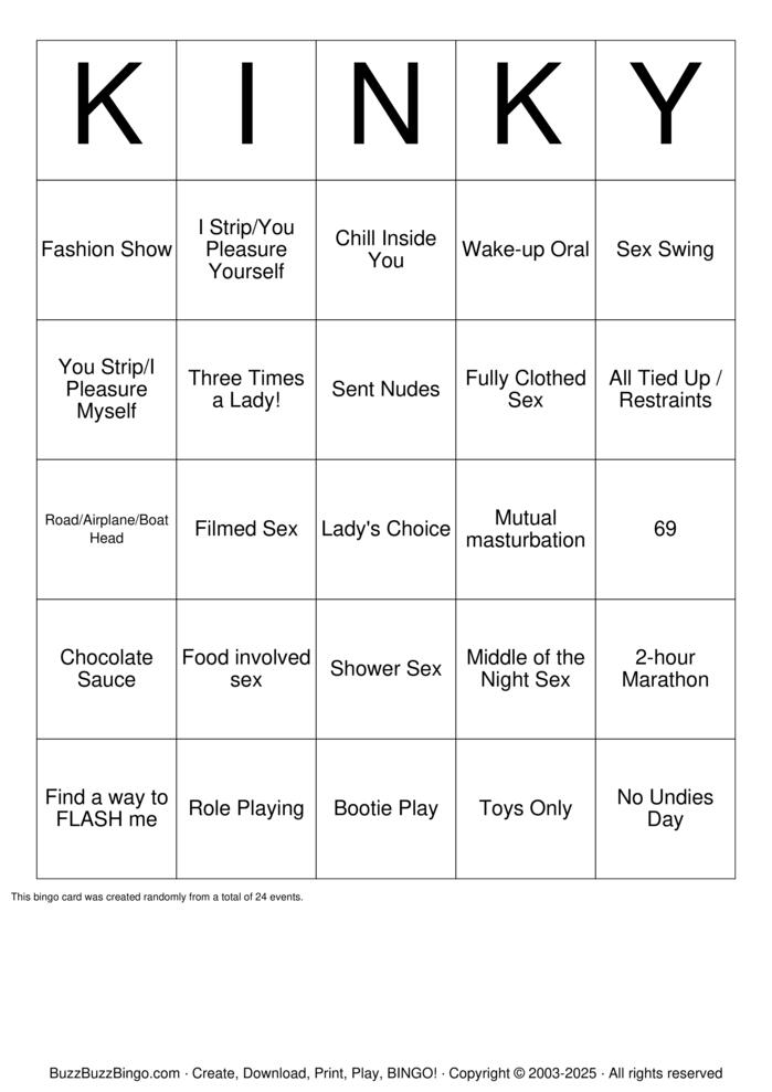 Download Free Sex Act Bingo Bingo Cards