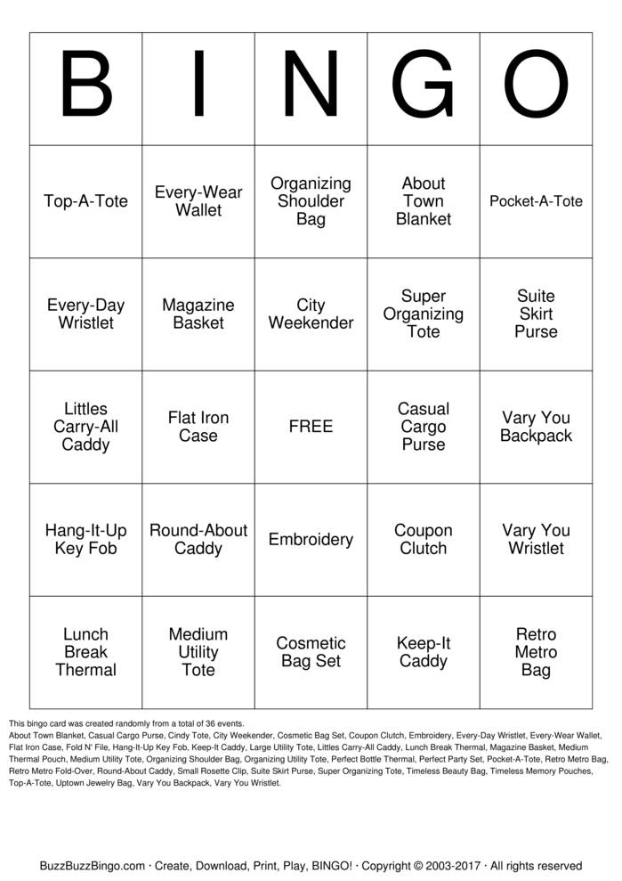 Download Free Thirty One Bingo Cards Download Free Thirty One Bingo Cards