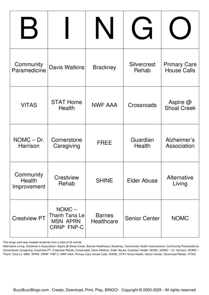 Download Free Vitas Senior Health Fair Bingo Cards Download Free Vitas Senior Health Fair Bingo Cards