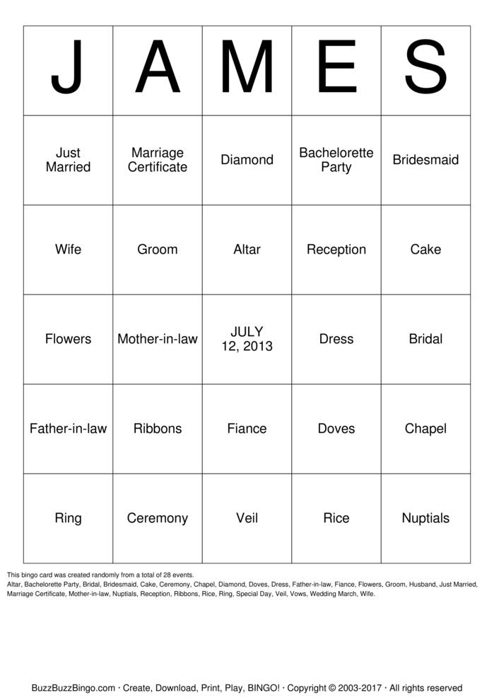 Bridal Shower Bingo Cards to Download, Print and Customize!
