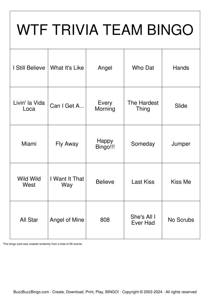 Download Free Custom Bingo Cards