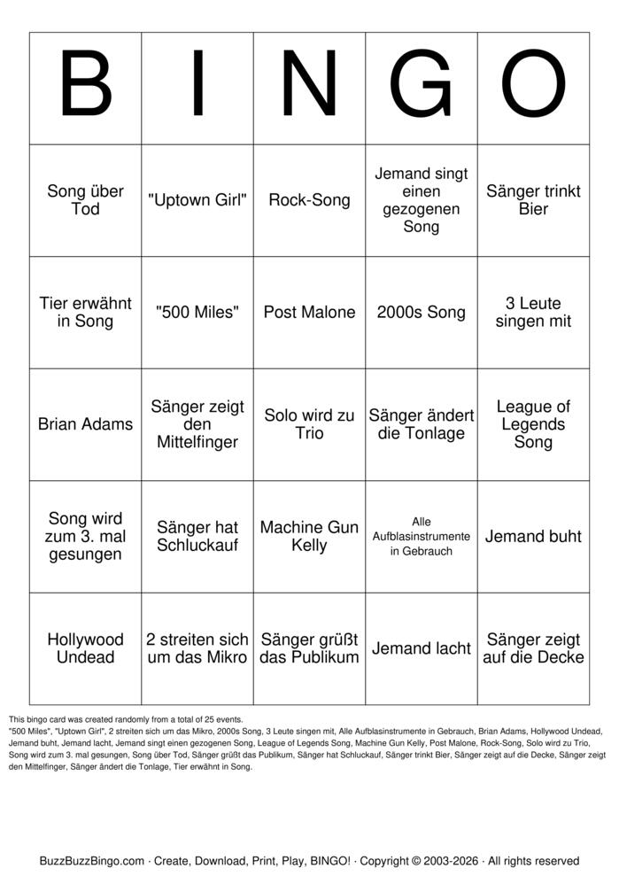 Download Free KARAOKE Bingo Cards