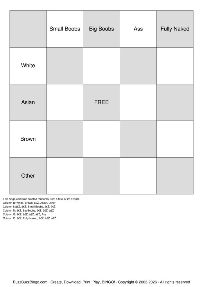 Download Free Nude Bingo Bingo Cards Download Free Nude Bingo Bingo Cards