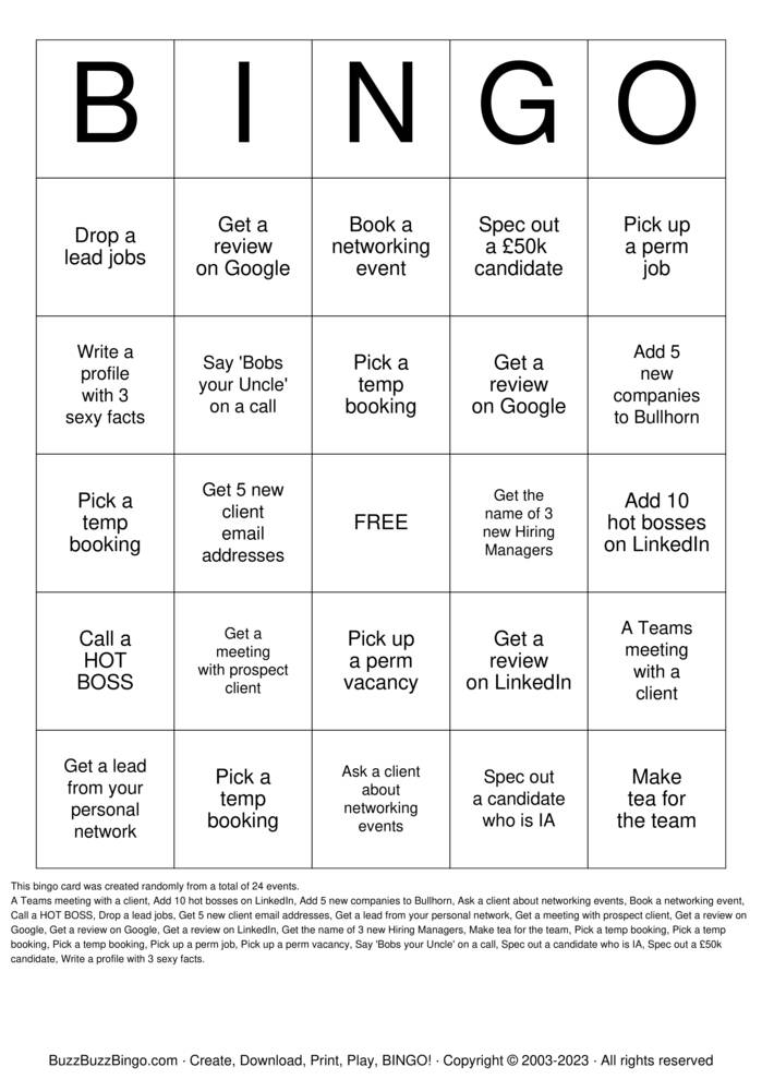 Download Free Prescient Group BINGO  Bingo Cards