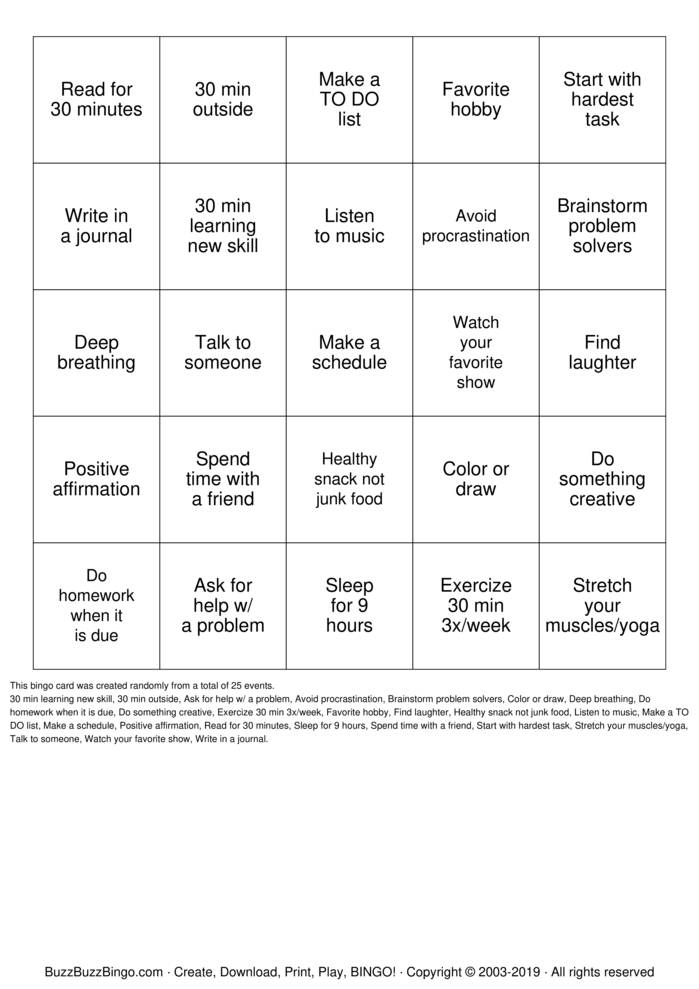 Download Free STRESS Bingo Cards Download Free STRESS Bingo Cards