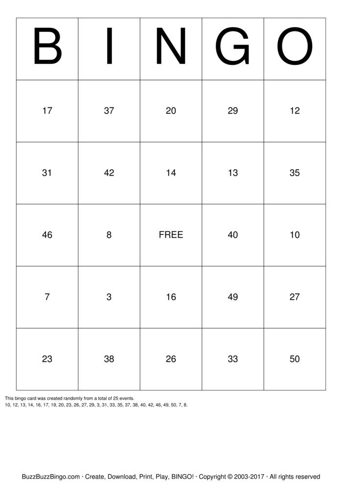 Download Free 1-49 Bingo Cards