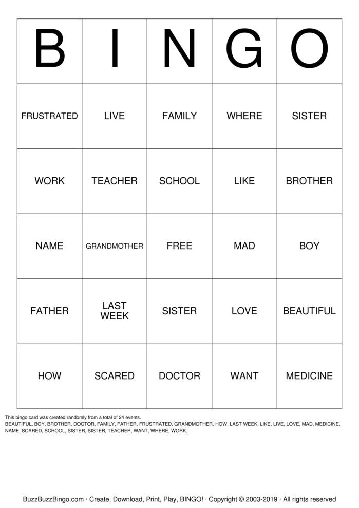 ASL Bingo Cards to Download, Print and Customize!
