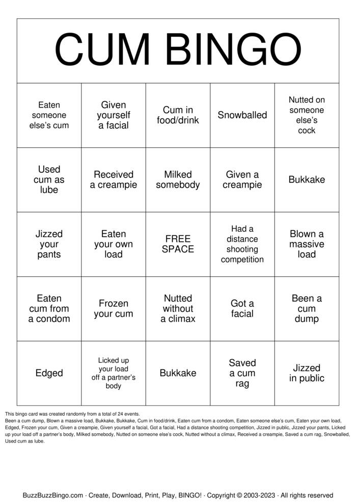 Download Free Cum Bingo Bingo Cards Download Free Cum Bingo Bingo Cards