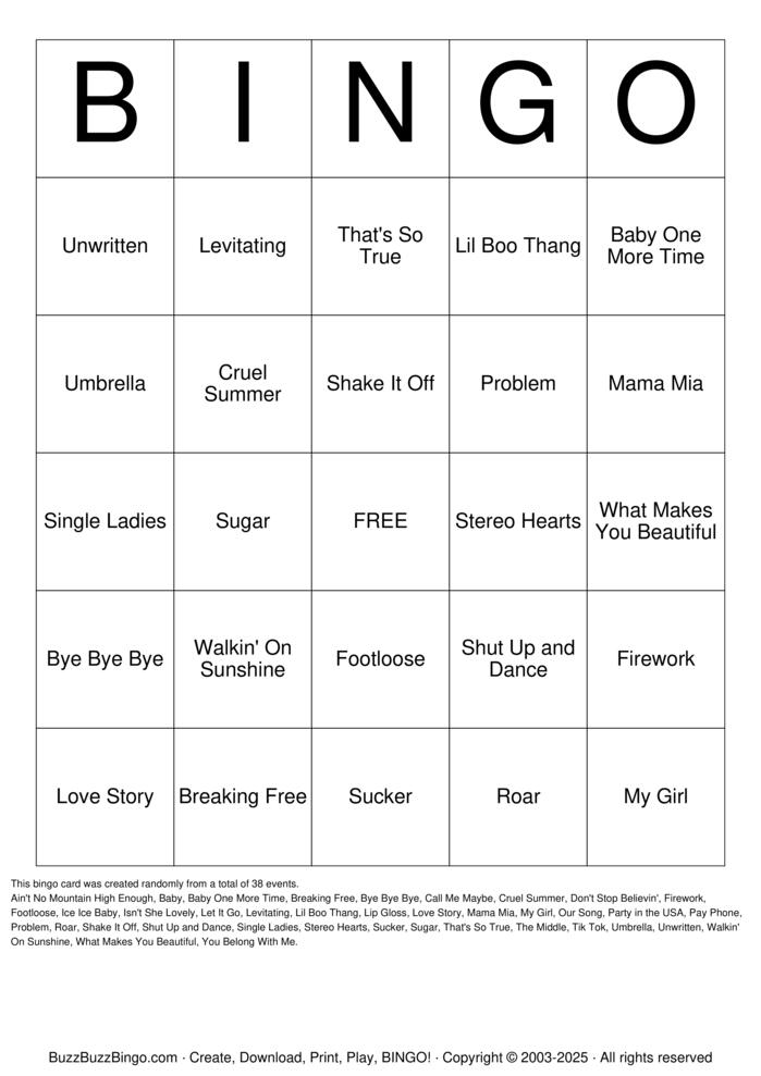 Download Free Custom Bingo Cards