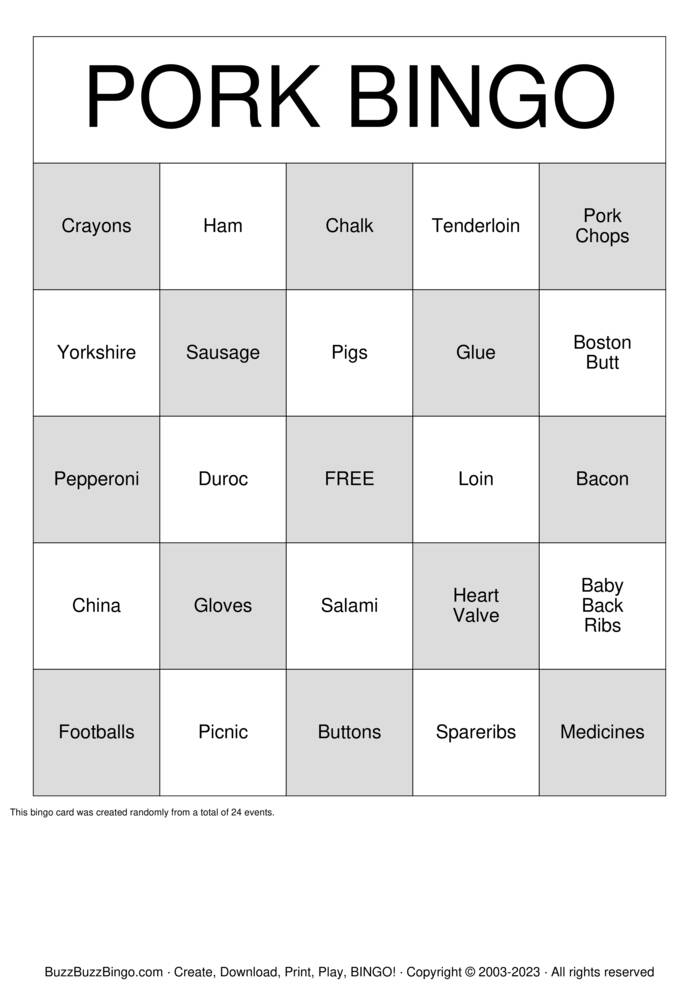 Download Free Custom Bingo Cards