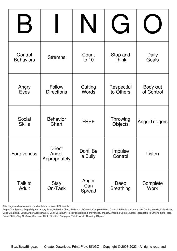 Download Free Custom Bingo Cards