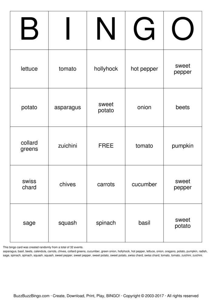 Garden Bingo Cards to Download, Print and Customize!