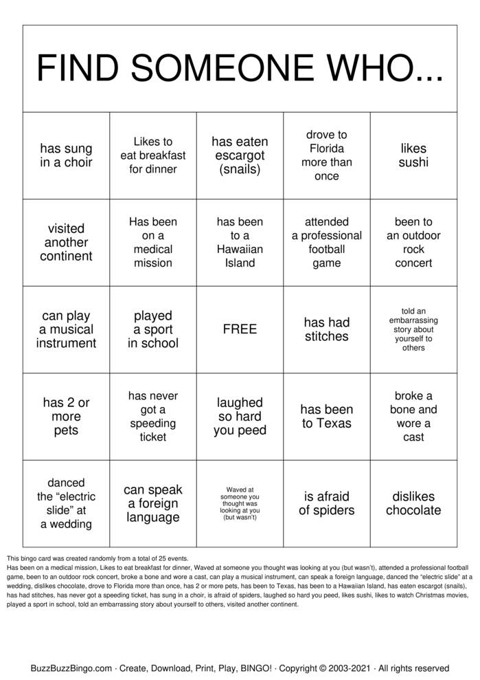 Download Free Getting to Know You! Bingo Cards