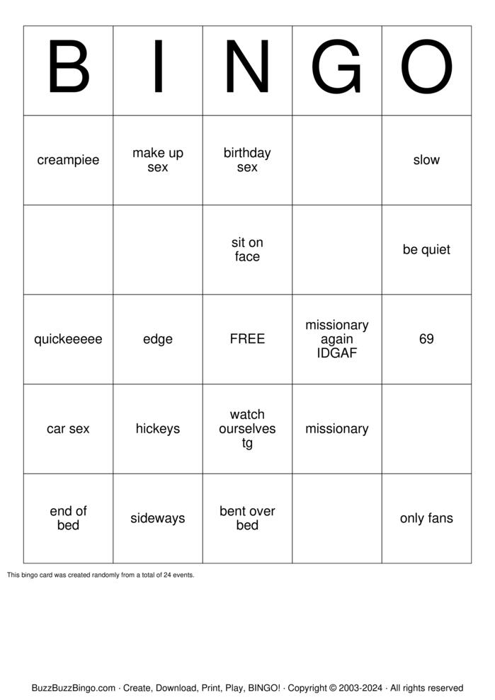 Download Free Sex Positions Bingo Cards