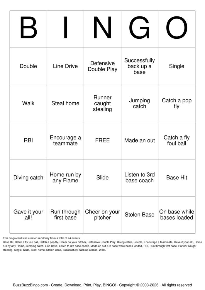 Download Free Softball Bingo Bingo Cards